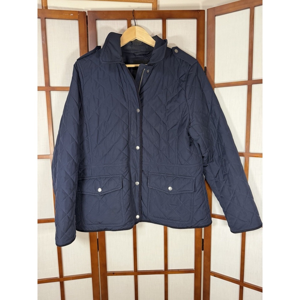 Talbots Signature Puffer Navy Blue Lightweight Chore Jacket Quilted Large